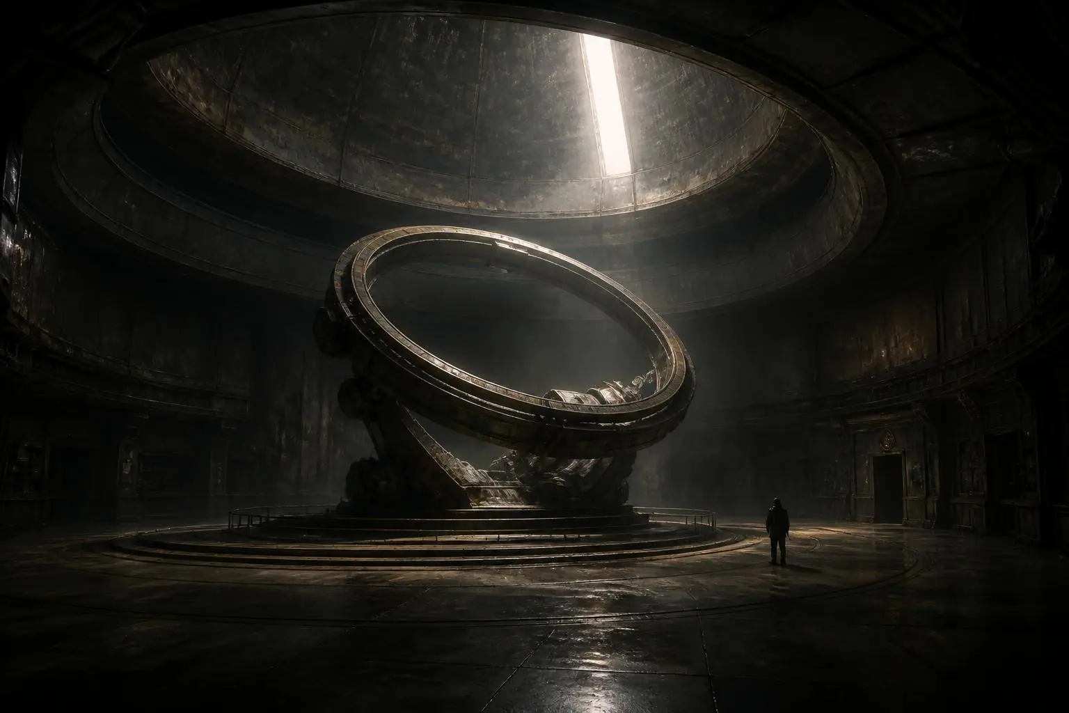 An empty interior holding only light and shadow